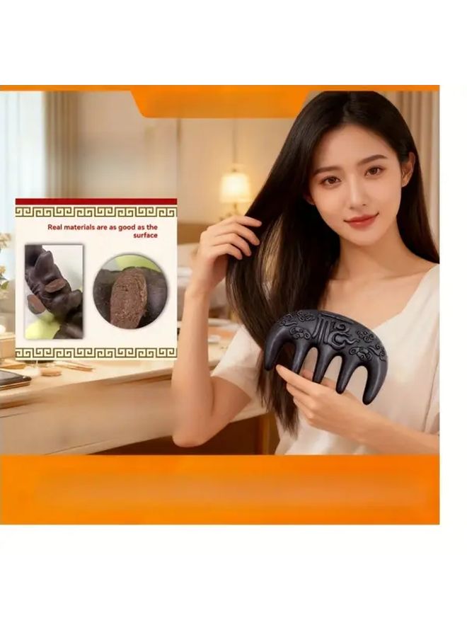 Black Herbal Scalp Massage Brush For Hair Care Anti Fall All Ages - Image 1